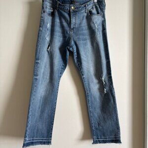KUT Kut From The Kloth Reese Ankle Straight Leg Distressed Raw Hem size 14